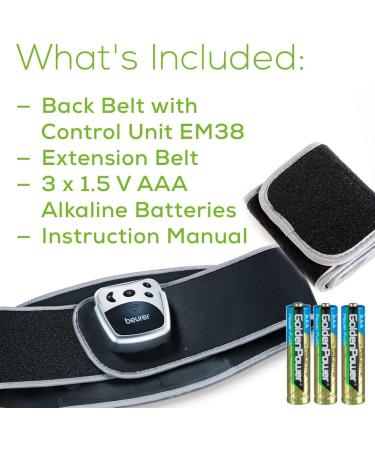 Beurer EM38 TENS Unit Lower Back Pain Relief Belt 4 Electrodes Adjustable Breathable Fits 30 55 Waist Lumbar Support Brace