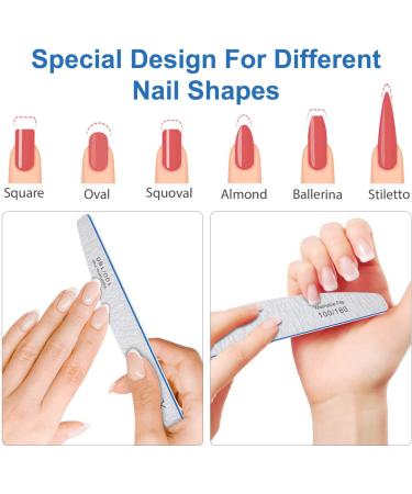 Realove Nail Files 100/180 Grit - Washable Double-Sided Nail Files for Acrylic and Natural Nails (10PCS) - Buy Online on GoSupps.com