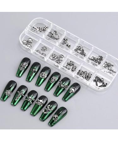 RUNRAYAY 36Pcs Halloween Nail Art Charms Nail Charms 3D Cross Nail Art Supplies skull Shape Design Nail Gems Shiny Nail Jewelry Acrylic Nail Accessories for Women Nail Decorations with a Box - Buy Online on GoSupps.com