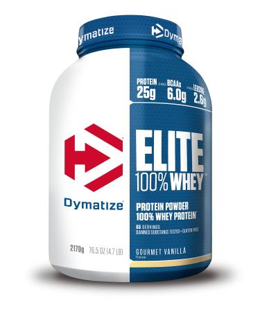 Dymatize Elite 100% Whey Gourmet Vanilla 2150 g High Protein Powder and Low in Sugars + BCAA