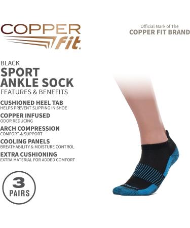 Copper Fit Ankle Length Sport Socks - Large/X-Large Black - Buy Online on GoSupps.com