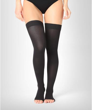 Buy Pani Teresa Medica Compression Stockings for Thrombosis - Medical Thighs Support - Open Tip - Class 1 (15-21 mmHg) - Unisex Flight Socks - Size 5 - Black - Buy Online on GoSupps.com