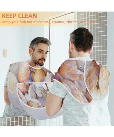 Beard Bib Apron for Men - Non-Stick Waterproof Hair Catcher & Grooming Cloth | Seashell Pattern - Buy Online on GoSupps.com