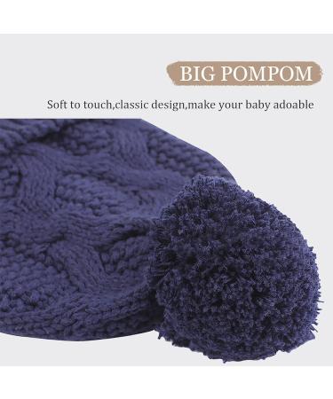 Pesaat Knitted Baby Winter Beanie with Earflaps and Pompom | Fleece Lined for Infant Toddler Boys Girls | 6-12 Months Navy - Buy Online on GoSupps.com