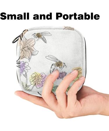 Multicolored Storage Bags for Women's Bandages & Menstrual Products - Hand-Drawn Bees & Flowers | Portable Organizer for School & Office - Buy Online on GoSupps.com