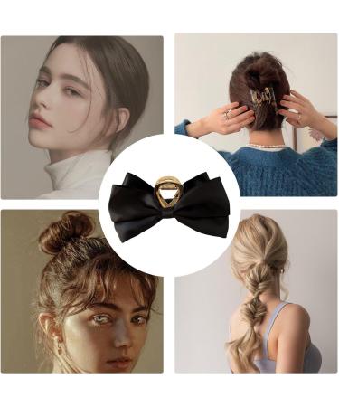 Bow Clips for Women - Satin Hairclips | Nonslip Claw Clip Big Bow Hair Barrette Hair Dress Up Accessories for Birthday Show Black - Buy Online on GoSupps.com