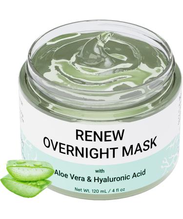 Doppeltree Renew Overnight Facial Mask with Aloe Vera Gel & Hyaluronic Acid for All Skin Types  Anti Aging Hydrating Face Mask for Sunburn Relief  Skin Care & Repair - Formulated in San Francisco