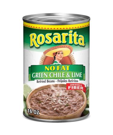 Rosarita No Fat Refried Beans with Green Chile and Lime, 16 oz