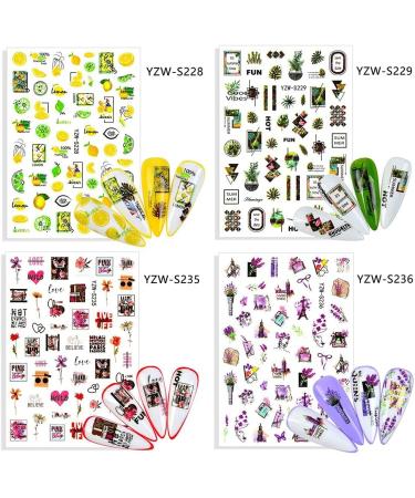 Love Designs Lemon Strawberry Banana Leaf Nail Stickers Manicure Decor Summer Fruit Adhesive Decals(YZW-S 223) - Buy Online on GoSupps.com