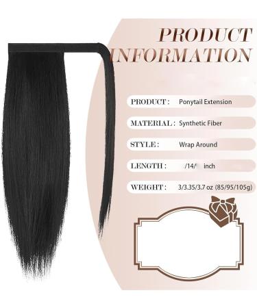 Ponytail Extensions 12 inch Straight Ponytail Extension Natural Long Ponytails Wrap Around Clip in Pony Tail Hair Piece Synthetic Hairpieces for Women(Black) 12INCHES Black - Buy Online on GoSupps.com