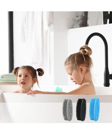 Silicone Body Scrubber Set of 3 - Soft Exfoliating Bath Loofah for Sensitive Skin (BlackGrayBlue) - Buy Online on GoSupps.com