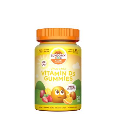 Sundown Naturals Kids Once Daily Vitamin D3 Gummies Natural Strawberry Orange and Lemon 90 Gummies