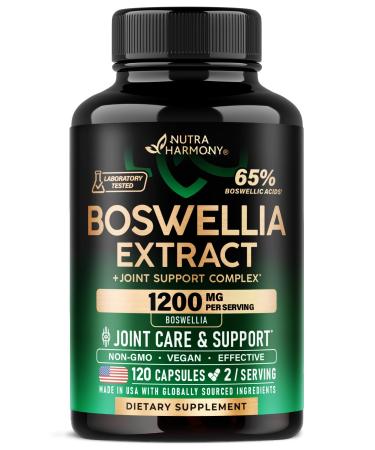 Boswellia 1200mg - Boswellia Extract | Turmeric | Hyaluronic Acid | MSM | Same - Joint Health & Comfort - Boswellia Serrata | 65% Boswellic Acid - for Men & Women - Made in USA - 120 Capsules 120 Count (Pack of 1)