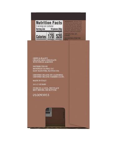 Green & Black's Organic Milk Chocolate with Almonds Bar 34% Cacao - 10 Pack - Buy Online on GoSupps.com