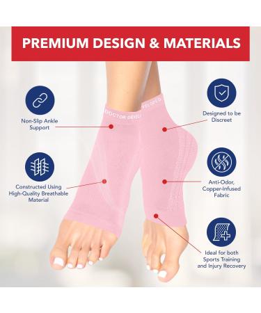 Copper Infused Foot Compression Sleeves/Plantar Fasciitis Socks PAIR with Doctor Written Handbook M - Pink - Buy Online on GoSupps.com
