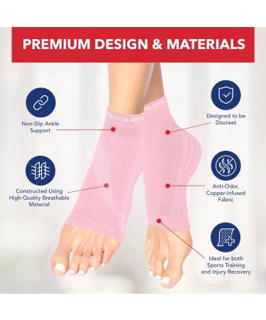 Doctor Developed Copper Ankle Compression Socks for Women & Men - Achilles Support & Plantar Fasciitis Brace - Includes Handbook - Available in Pink Size S - Buy Online on GoSupps.com