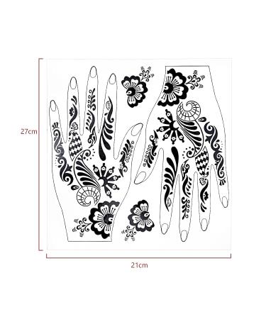 9 Sheets Indian Waterproof Henna Tattoo Stickers Kit - Long-Lasting Temporary Hand Tattoos for Beach, Festivals & Parties - Buy Online on GoSupps.com