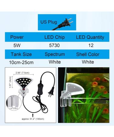 WEAVERBIRD Clip on Light Fan Shape Model-M3 Aquarius Aquarium Light 5W 12 LEDs Planted Lamp for 6mm Thick Fish Tanks - Buy Online on GoSupps.com