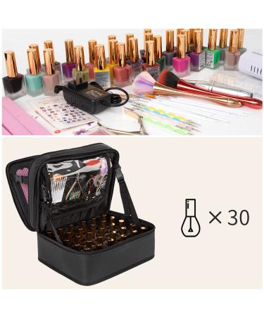 Ethereal Double Layer Nail Polish Organizer Bag | Hold 30 Bottles | Portable Travel Case in Black - Buy Online on GoSupps.com