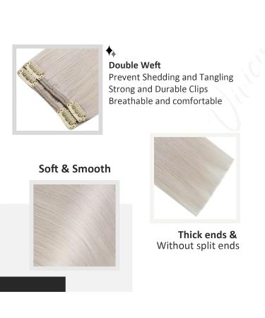 Vivien Clip-In Real Hair Extensions - Platinum Blonde #60 | 30cm 80g - Premium Remy Clip Extensions - Buy Online on GoSupps.com