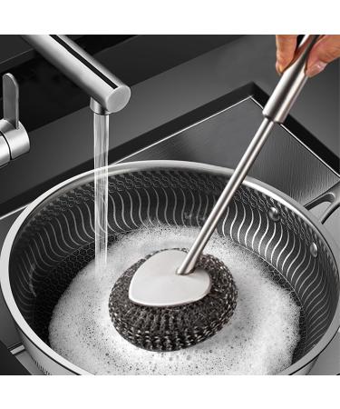 Stainless Steel Pot Cleaner Set - Scrubby Sponges & Handle for Kitchen & Bathroom - Buy Online on GoSupps.com