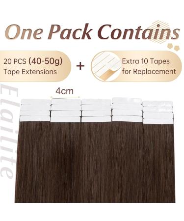 Elailite Real Hair Extensions Tape - Invisible Tape in 20PCs Remy Human Hair 35cm 40g #04 Mittel Braun - Premium Quality - Buy Online on GoSupps.com