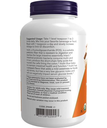 Now Foods Organic Inulin Prebiotic Powder 8 oz | Digestive Health & Fiber - Buy Online on GoSupps.com