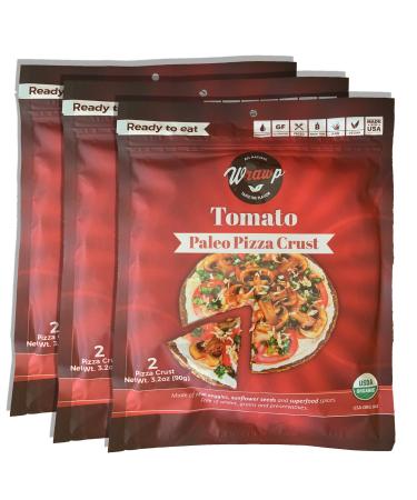Paleo Pizza Crust | 3 Pack Tomato Flavored Organic Gluten Free, Dairy Free, Soy Free, Nut Free and Vegan Pizza Crust Tomato 3.2 Ounce (Pack of 3)
