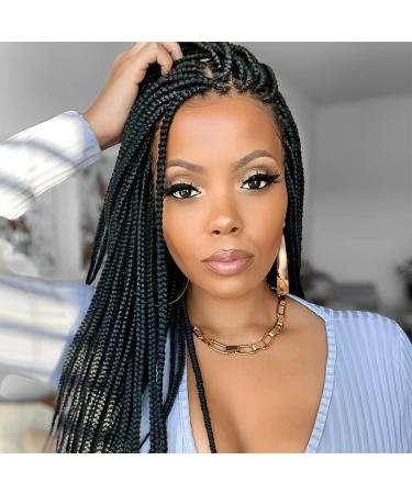 Bilisar Braided Wigs for Black Women Box Braid Wig 30  Knotless Braided Wigs for Black Women Lightweight Cornrow Braids Synthetic Lace Front Wig Natural Black Hand Braided Wigs With Baby Hair synthetic wig(1B) 30 Inch 1...