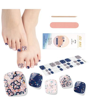 EBANKU 32 PCS Semi Cured Gel Nail Strips Gel Toeail Strips Full Wraps Adhesive Gel Toenail Stickers with Nail File and Stick(UV/LED Lamp Required)- (#12)