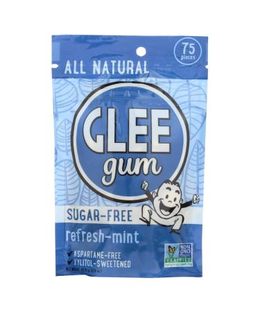 Glee Gum All Natural Peppermint Gum, Non GMO Project Verified, Sugar Free, Eco Friendly, 75 Pieces, Pack of 6 Peppermint 75 Count (Pack of 6)