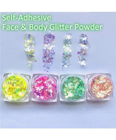 12 Colors Glow in The Dark Face and Body Glitter for Women - Self-Adhesive UV Black Light Makeup Chunky and Fine Glitter for Halloween, Festival, and Crafts - Buy Online on GoSupps.com