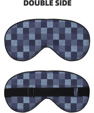 Blue Gingham Buffalo Check Eye Mask - Soft Sleep Cover & Travel Blindfold with Elastic Strap - Buy Online on GoSupps.com