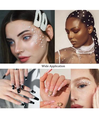 White Pearl 3D Self Adhesive Nail Rhinestones Temporary Tattoo - 7 Sheets - Buy Online on GoSupps.com