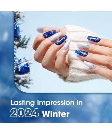 Gellen Gel Nail Polish Set 6 Colors 10ML Navy Royal Blue Shades Glitter Pearlescent White Gel Polish Kit Soak Off UV Gel X Nail Art Design DIY Salon Manicure Christmas Nails Gift for Women Mom Enjoy the Blue - Buy Online on GoSupps.com