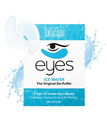 Ice Water EYES by ToGoSpa Premium Anti-Aging Collagen Gel Pads for Puffiness Dark Circles and Wrinkles Under Eye Rejuvenation for Men & Women - 1 Pack - 3 Pair
