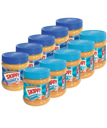 Skippy 10x 340g peanut butter |5x Creamy + 5x crunchy |Peanut butter without palm oil |Extra smooth and crunchy |Delicious peanut butter with full and creamy taste