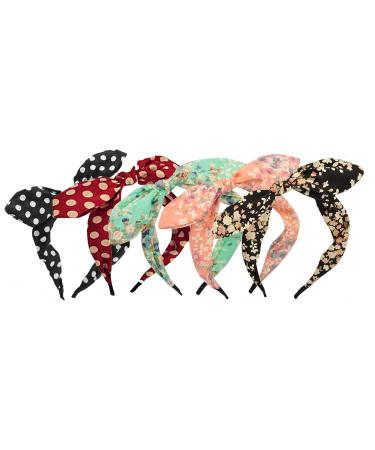 Qiabao Womens 5 Pack Assorted Bow Tie Hard Headband Hair Bands - Buy Online on GoSupps.com