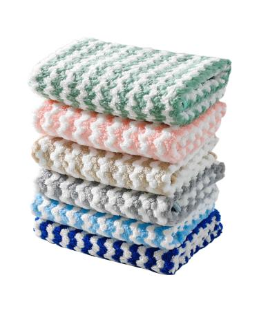 5pcs Super Absorbent Stripes Dish Cloths Reusable Kitchen Towels for Effective Clean Kitchen Bathroom