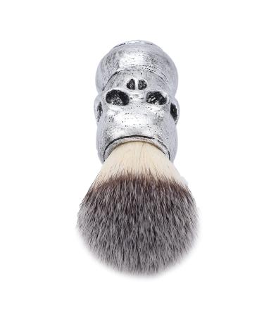 Men's Beard Shaving Brush Hair Shaving Brush Durable Stable for Professional Barber Shop (Silver Skull Beard Brush)