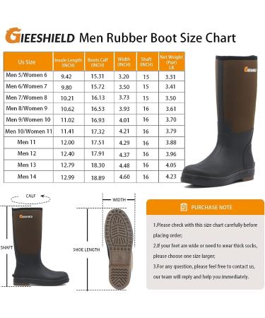 GIeeShield Waterproof Rubber Boots for Men and Women, All-Season Ultra-Light Rain Boots, Steel Shank, 6mm Neoprene, Durable Outdoor Muck Boots - Size 11 Brown - Buy Online on GoSupps.com