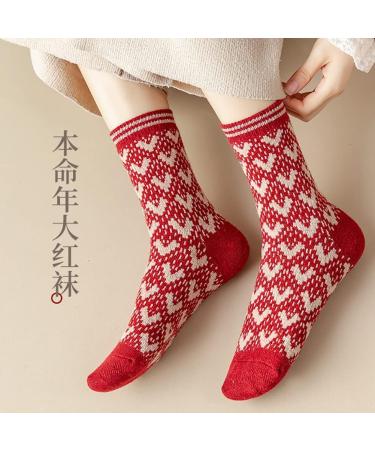 Chinese New Year Red Cotton Women's Zodiac Socks | Festive Spring Festival Retro Design (Size 34-39) - Buy Online on GoSupps.com