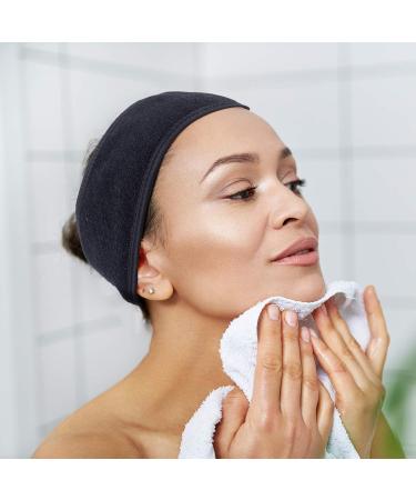 Melliex 4-Piece Adjustable Spa Headbands - Terry Hair Bands for Makeup Yoga & Sports (Black & Gray) - Ultimate Hair Protection with Velcro Fastener - Buy Online on GoSupps.com