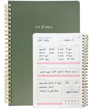 Kunitsa Co. Fitness Journal for Women. Track Workouts, Meals, and Weight Loss. Undated, Fits 120 Workouts (Sage, 6 x 8.5 in)