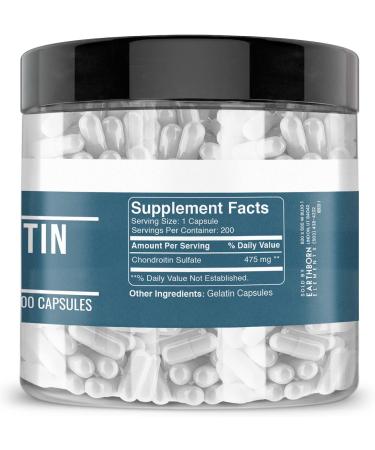 Earthborn Elements Chondroitin Sulfate 200 Capsules Pure & Undiluted No Additives 200 Count (Pack of 1) - Buy Online on GoSupps.com