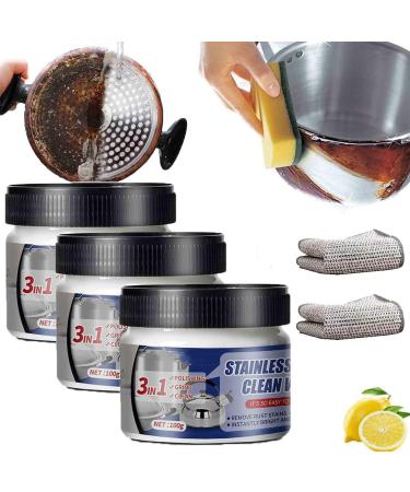 Steel Cleaning Paste Stainless Steel Clean Wax Rust Remover for Metal Magical Nano-Technology Stainless Steel Cleaning Paste Stainless Steel Cleaner and Polish (3pcs)
