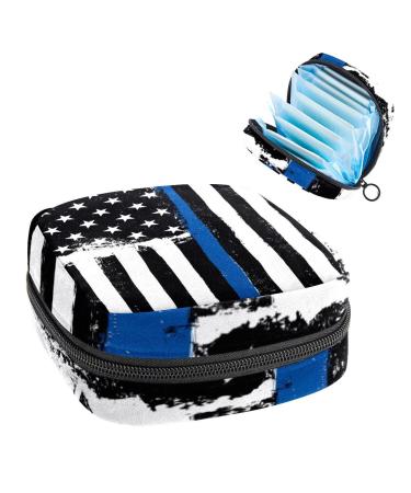 GIAPB Period Bag Sanitary Napkin Storage Bag Period Pouch Travel Makeup Bag America Flag Blue Color451