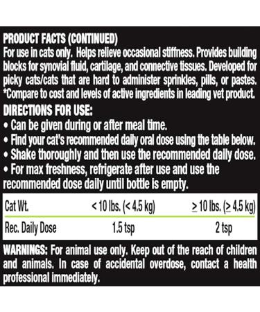 Liquid-Vet Advanced Hip & Joint Supplements for Cats | Glucosamine + Chondroitin + MSM + Hyaluronic Acid | 8 Chicken - Buy Online on GoSupps.com
