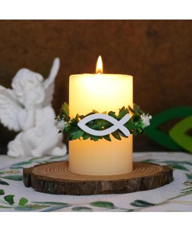 Bofunx Drip Protection Candle Wreath - Christening Communion & Wedding Decorative Skirt with White Fish Design - Buy Online on GoSupps.com