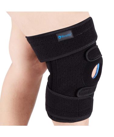 Nvorliy Plus Size Adjustable Knee Brace - Lengthened and Widened Design, Extra Large Open Patella Knee Support for Running, Sports, Arthritis, ACL, LCL, MCL, Pain Relief, Fit Women & Men (3XL/4XL, Black) 3XL/4XL Black